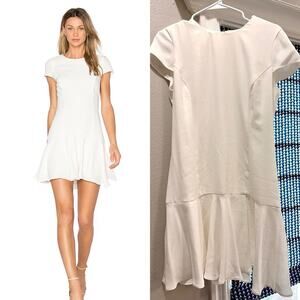 Amanda Uprichard Hudson Mini Flounce Hem Dress Large White $180 Wedding Bride